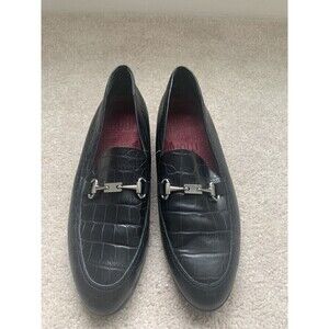 Womens Munro Black Leather Dress Shoes Alligator Print Size 8.5 M